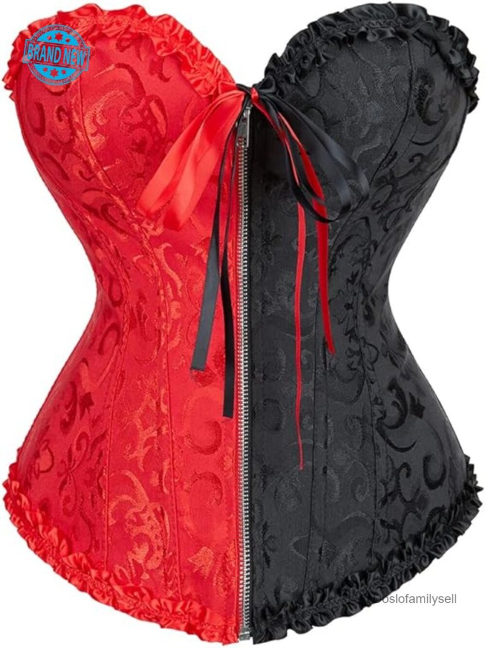 Front Zipper Corset Lingerie Top with Adjustable Straps